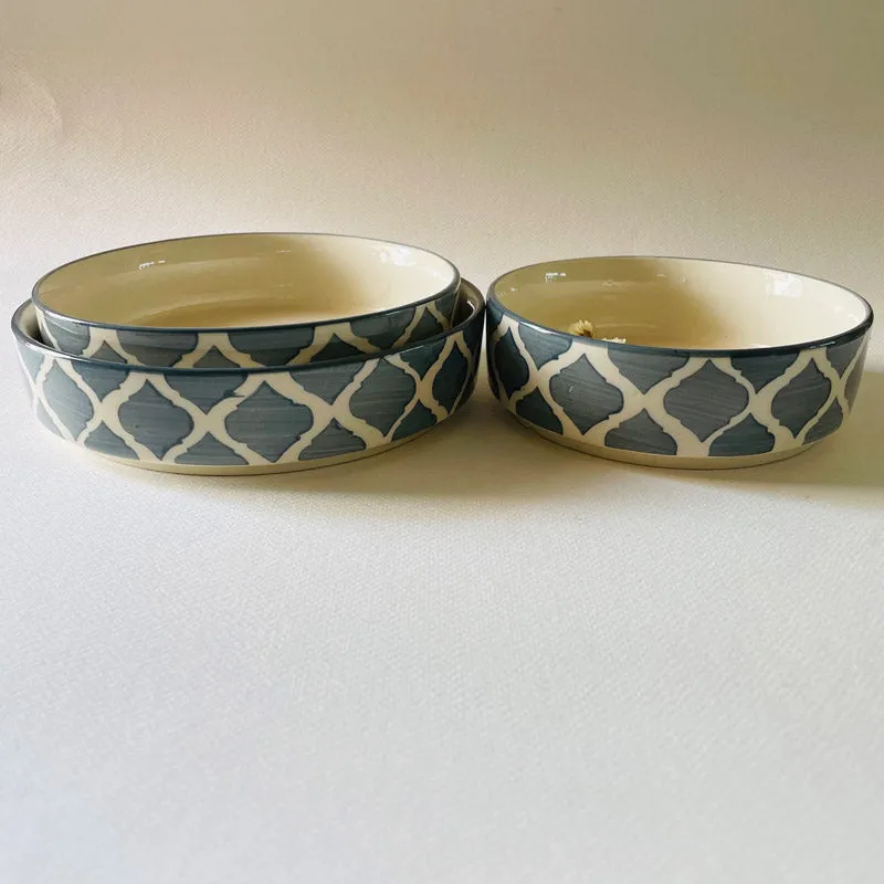 Wilara Flat Bowl (Blue & White) - Set Of Three media 5