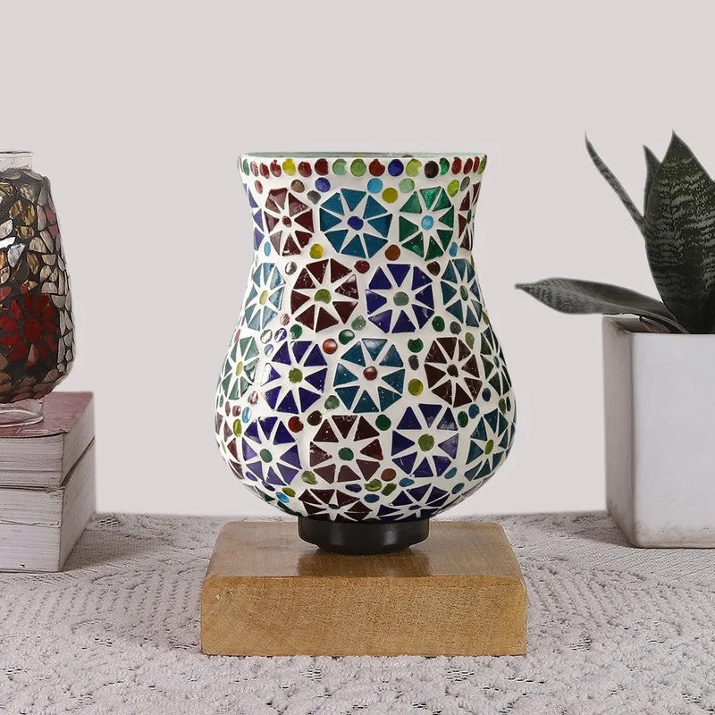 Auracraft Mosaic Glass Table Lamp With Wooden Base - Multicolor media 4