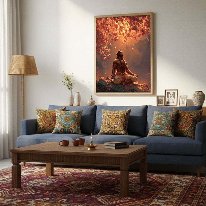 Sri Hanuman Meditating I Archival Paper Wall Art - Natural Brown Frame media 3