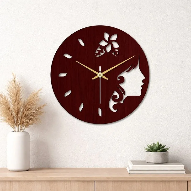 Lady Silhouette Wooden Wall Clock media 1