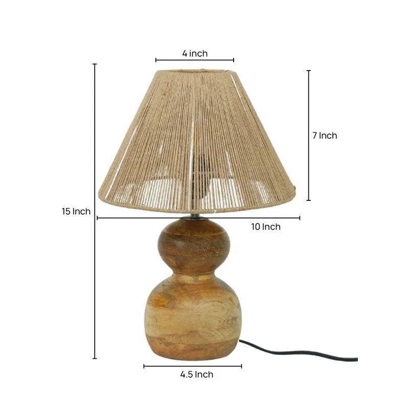 Hushbeam Cotton Table Lamp With Wooden Base - Beige media 5