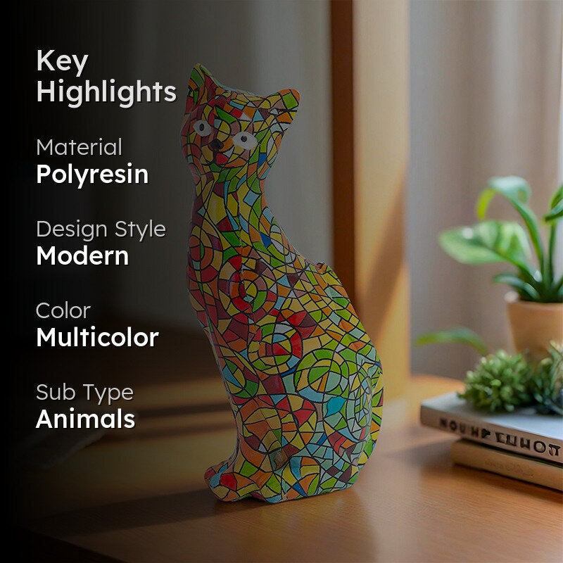 Mosaic Kitten Showpiece - Multicolor media 2
