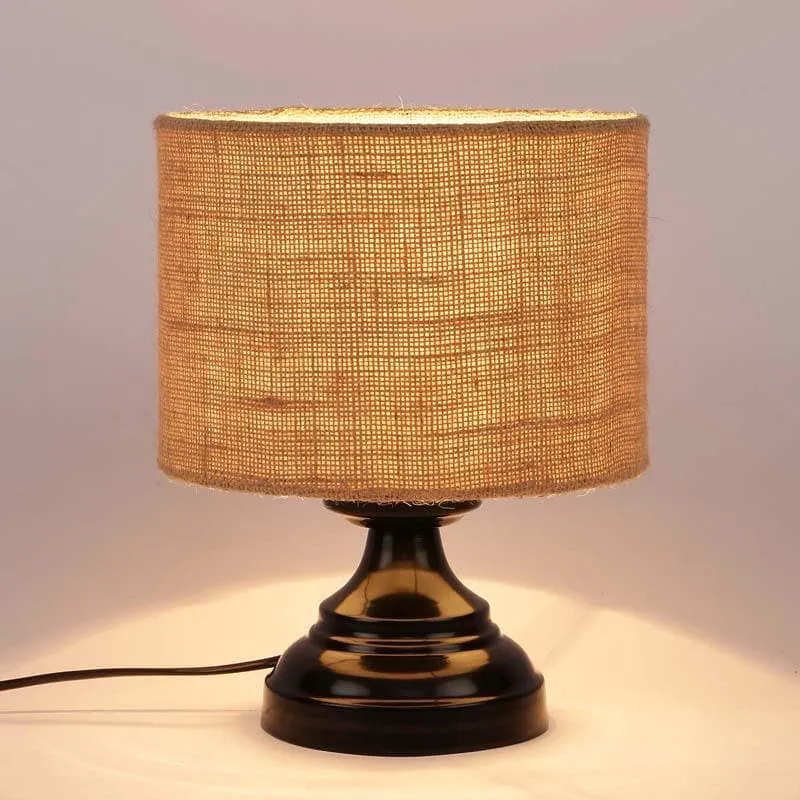 Solid Flickers Fabric Table Lamp - Brown,Black media 1