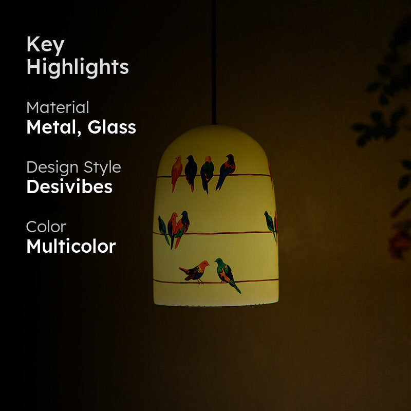 Perch & Glow Hand Painted Glass Hanging Lamp image 2