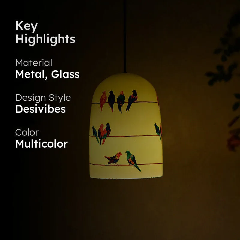 Perch & Glow Hand Painted Glass Hanging Lamp media 2