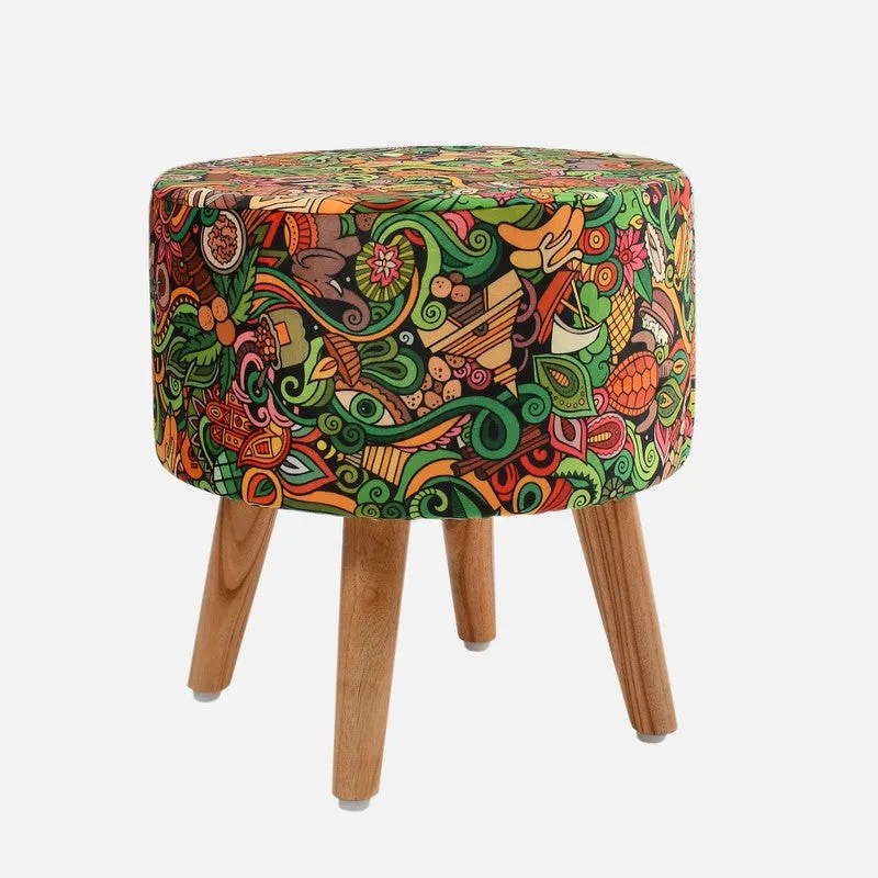 Avira Abstract Velvet Ottoman - Multicolor media 3