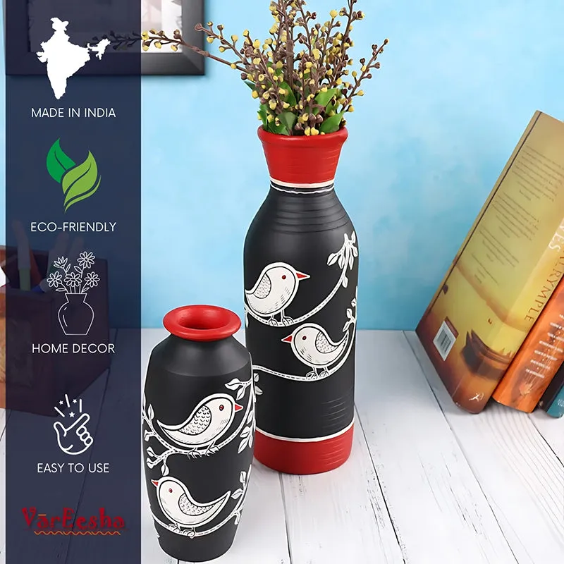 Neel Pakhi Tall Handpainted Terracotta Vase - Set Of Two media 5