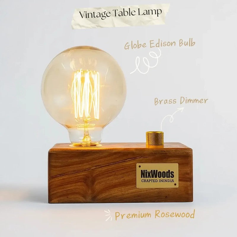 Edison Bulb Rose Wood Table Lamp - Brown media 6