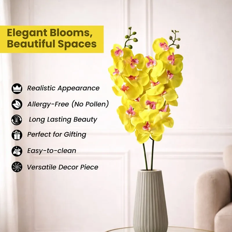 Auraflora Plastic Artificial Flower (Yellow) - Set Of Two media 7