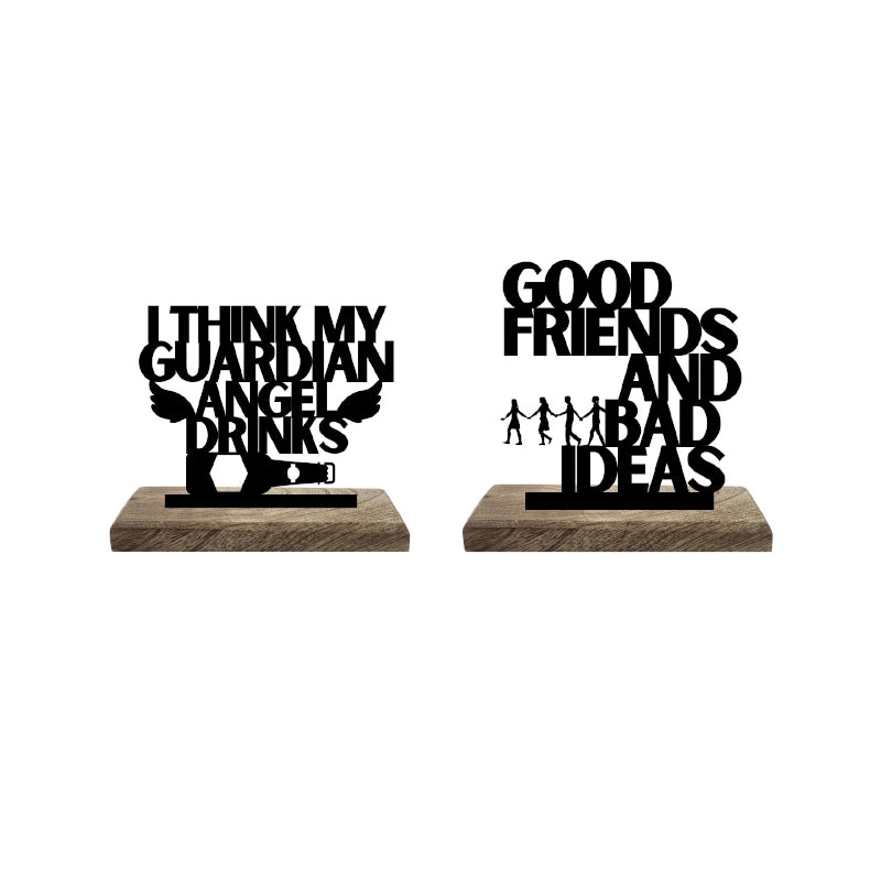 Friendship Amidst the Follies Typography Showpiece - Set Of Two media 5