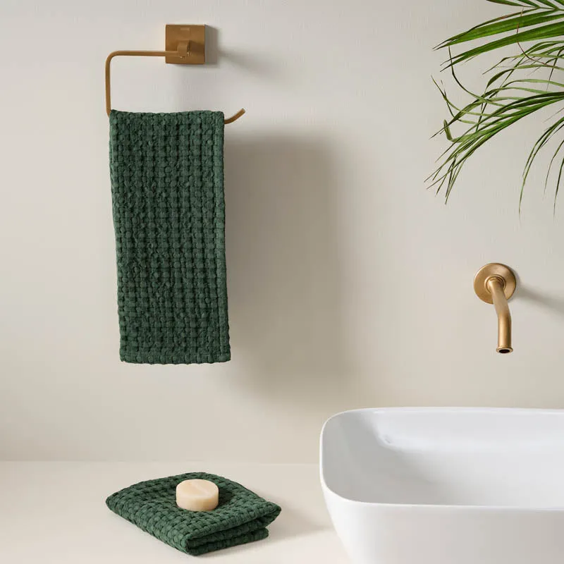 Cloud Soft Waffle Hand Towel (Green) - Set of Two media 1