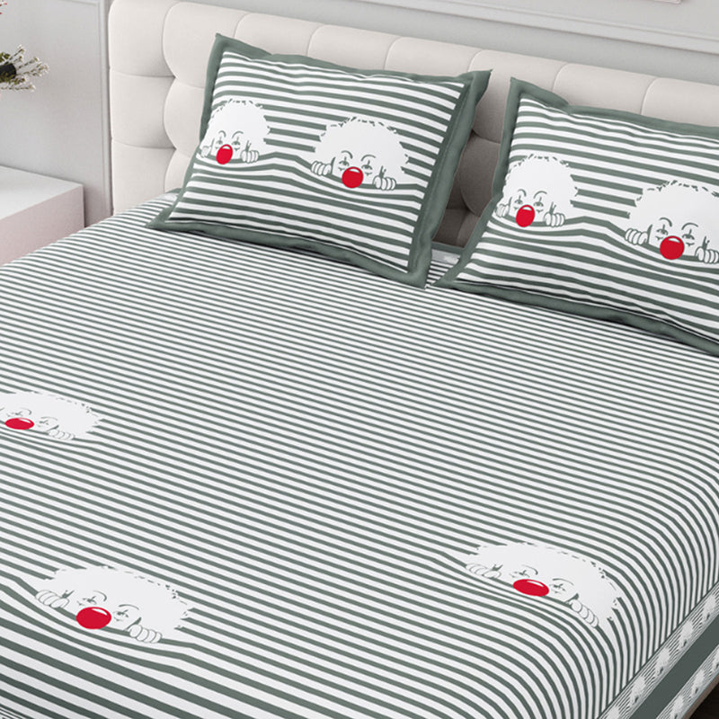 Illusion Stripey Fun Cotton Bedsheet (Grey) - 200 TC media 4