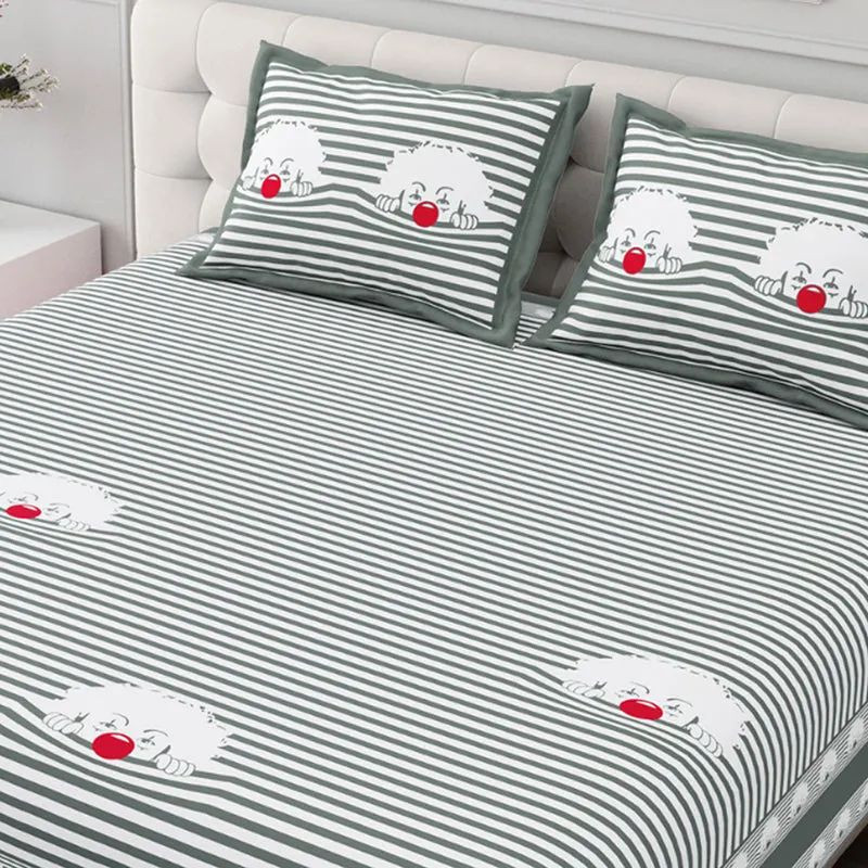 Illusion Stripey Fun Cotton Bedsheet (Grey) - 200 TC media 4