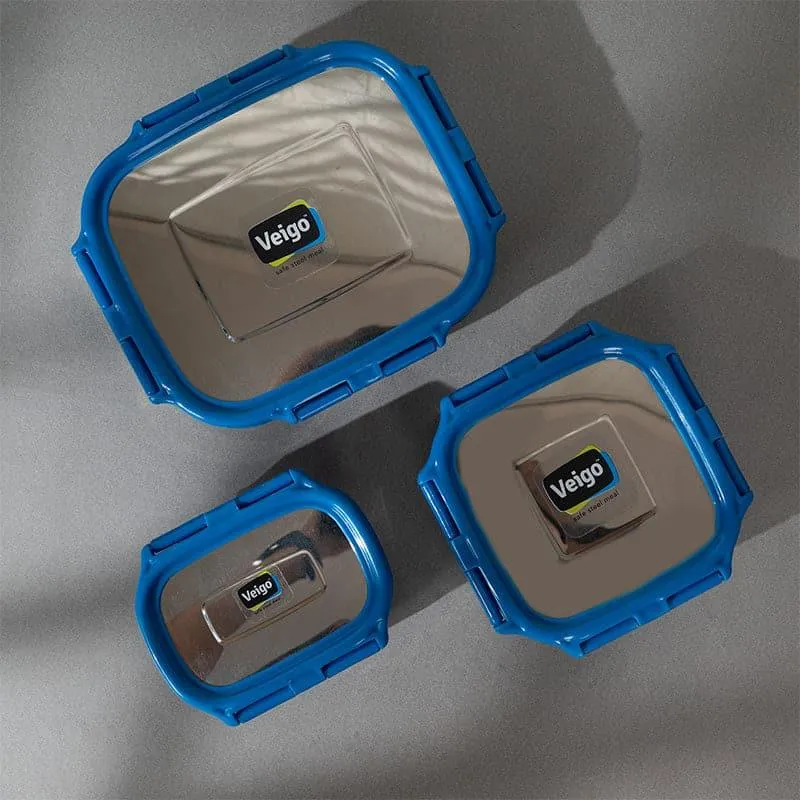 Savory Sam Dark Blue Lunch Box (550/300/150 mL) - Set of Three media 3