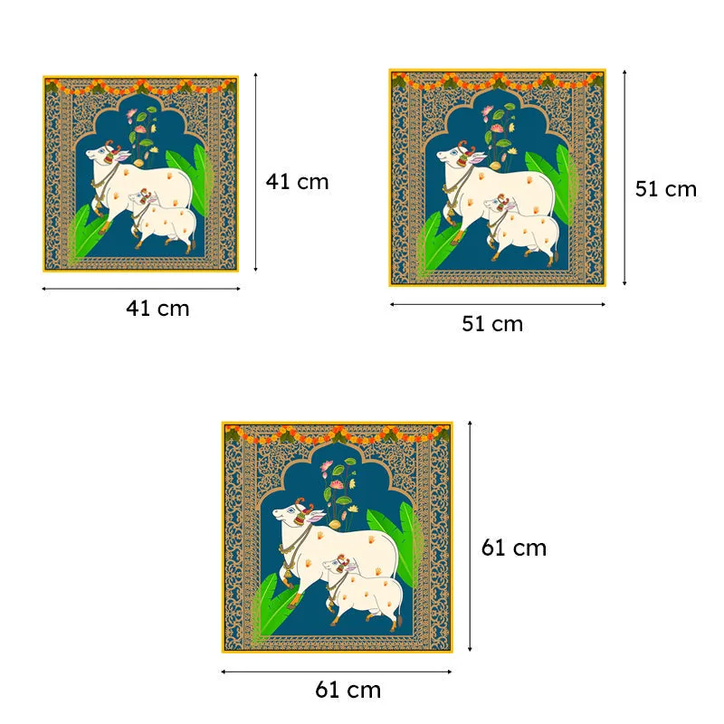 Calf's Care Canvas Wall Painting With Frame - Gold media 6