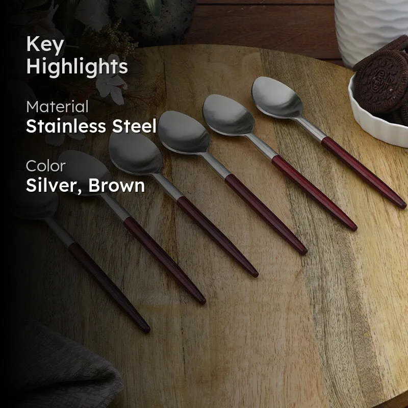 Stirling Stainless Steel Spoon Set (Silver & Red) - Set Of Six media 2