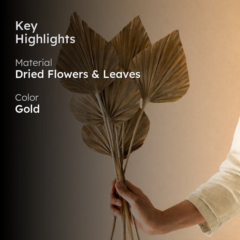 Dried Dual Tone Palm Leaf (Gold) - Set Of Five media 2