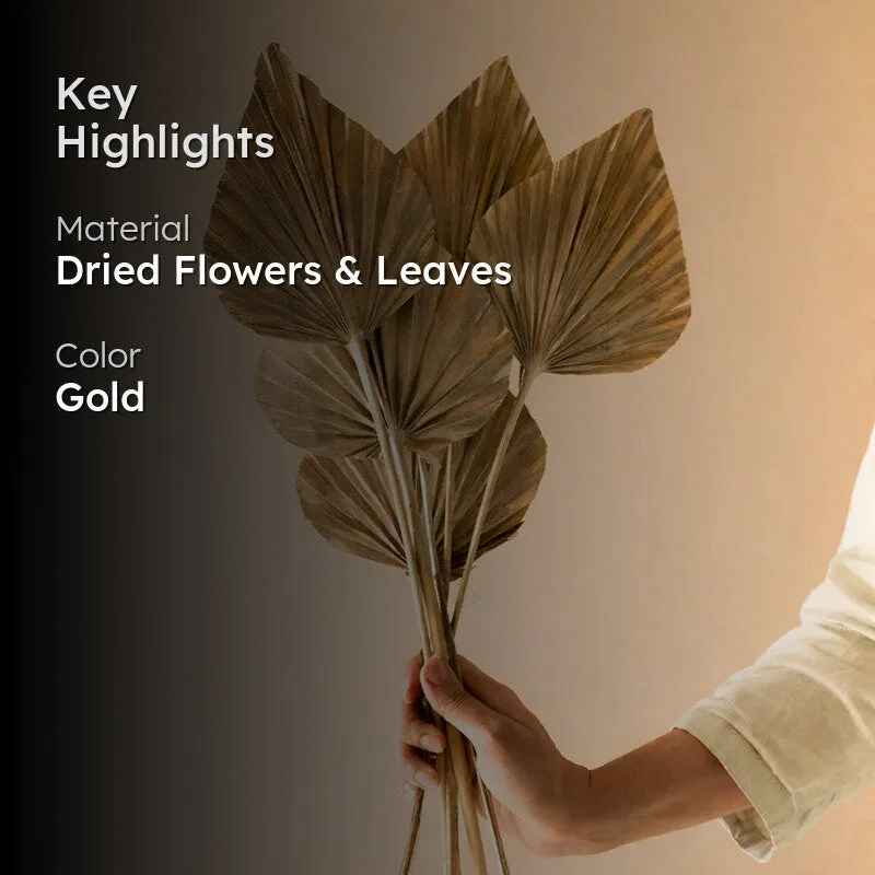 Dried Dual Tone Palm Leaf (Gold) - Set Of Five media 2