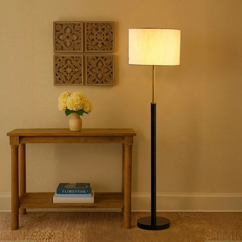 Nordic Glow Wooden Floor Lamp - Beige media 1
