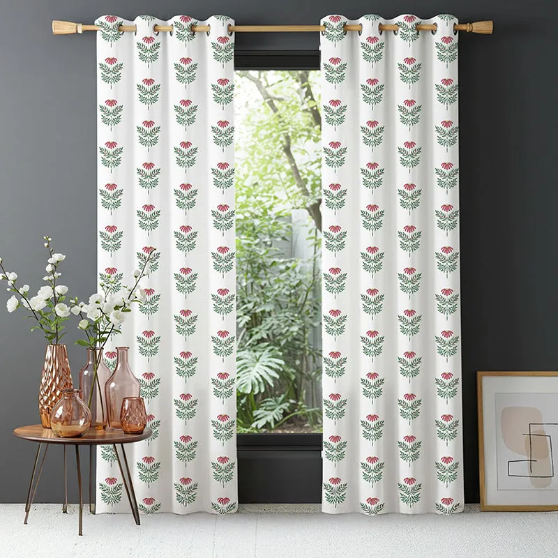 Urban Space Amara Semi Sheer Curtain (Dark Pink) - Set Of Two media 2
