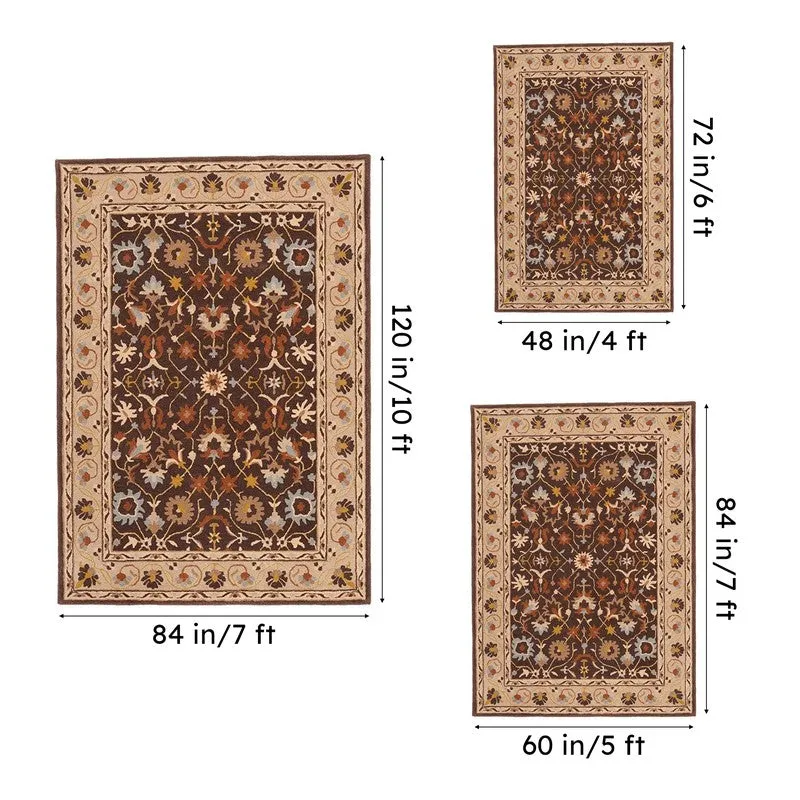 Ahriman Hand Tufted Ethnic Wool & Nylon Carpet - Brown media 15