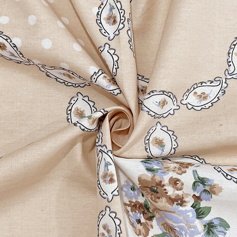 Swayam Rose Grove Cotton Bedsheet (Beige) - 144 TC media 5