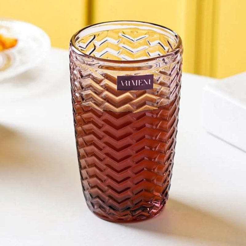 Chevs Tall Glass (Maroon) (390 ml ) - Set Of Four media 4