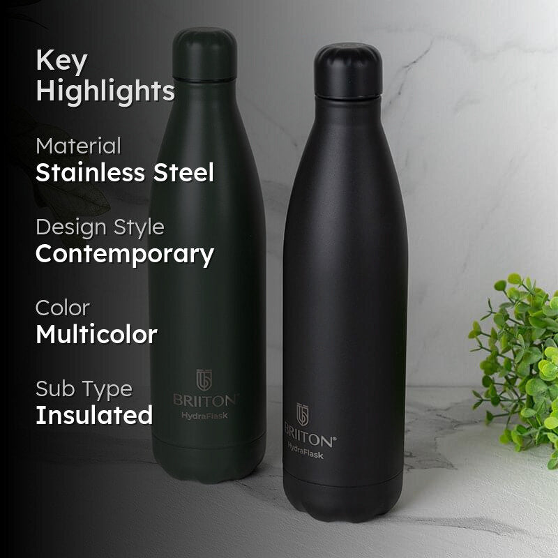 Aqua Zen Bliss Hot & Cold Thermos Water Bottle (Green & Black, 500
