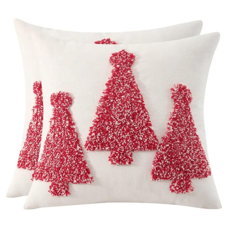 Jolly Red Pines Cotton Christmas Cushion Cover - Set Of Two media 5