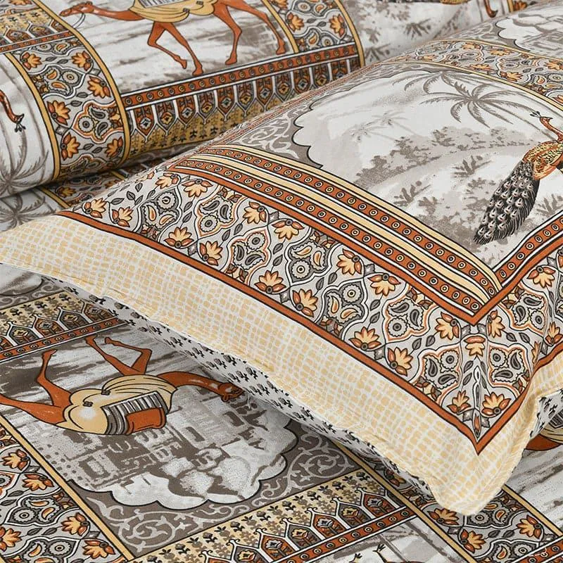 Niran Royal Courtyard Cotton Bedsheet (Orange) - 180 TC media 3