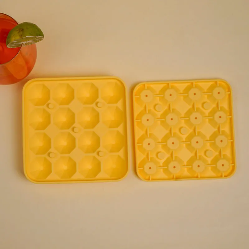 Diamond Silicone 16-Cube Ice Mould - Yellow media 3