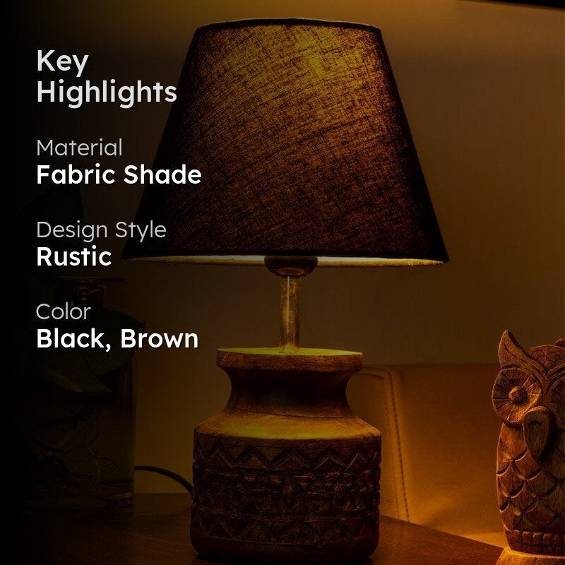 Classy With Twist Carved Fabric Table Lamp - Black,Brown media 2