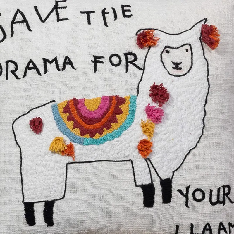 Drama Llama Embroidered Cushion Cover media 3
