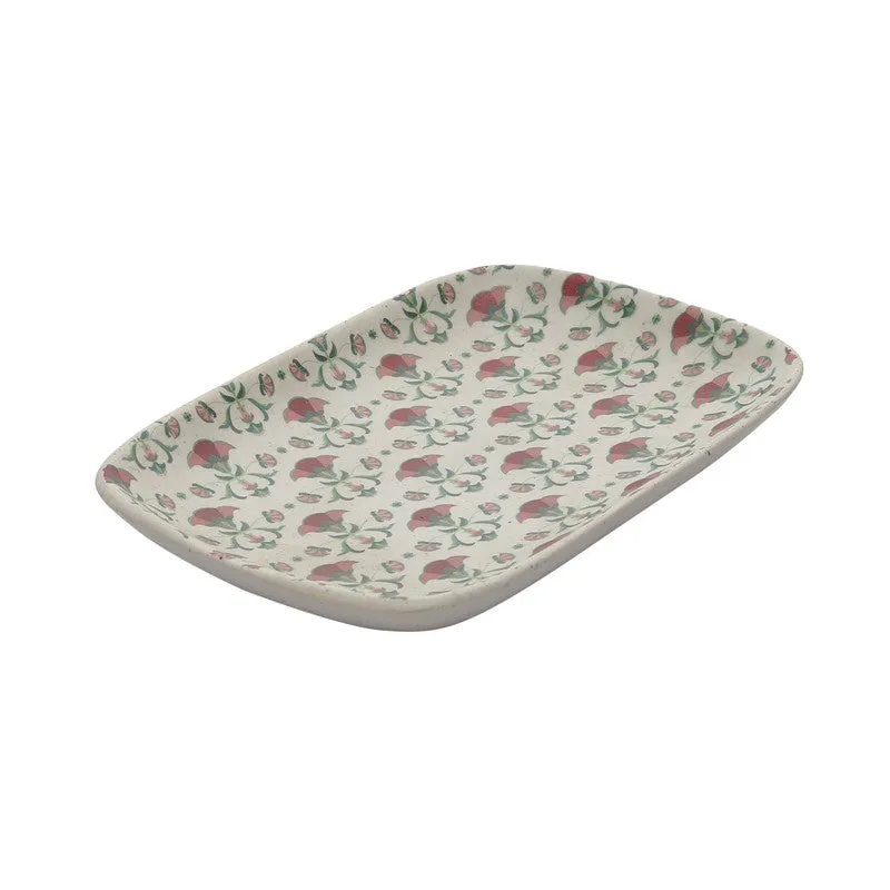 Rosette Multicolor Rectangular Stoneware Platter - Set of Two media 5