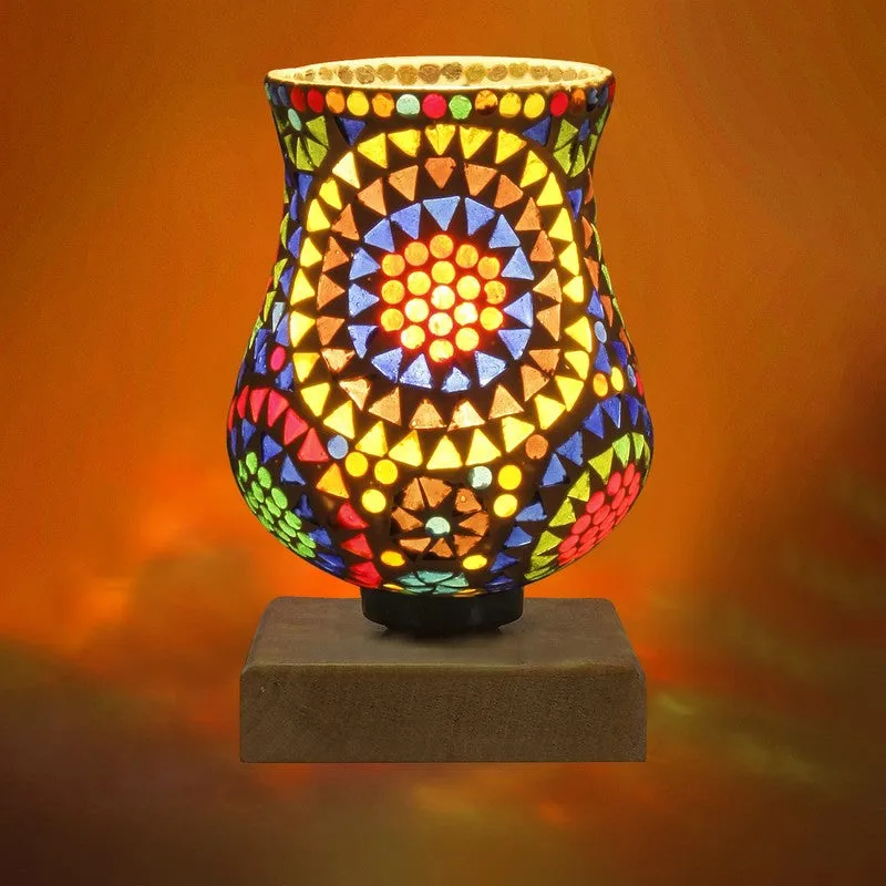 Prismique Mosaic Glass Table Lamp With Wooden Base - Multicolor media 8