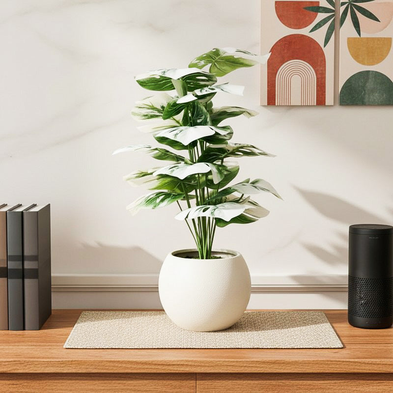 VerdePalm Artificial Philodendron Caladium Plant With Black Plastic Pot - 2.5 Feet
