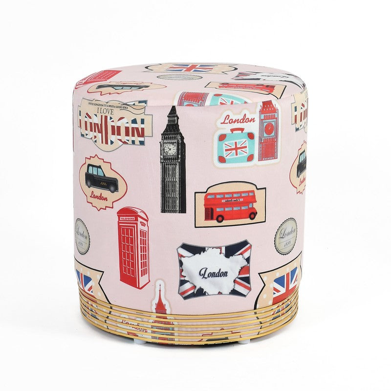 Wander Abstract Velvet Pouffe - Multicolor media 3