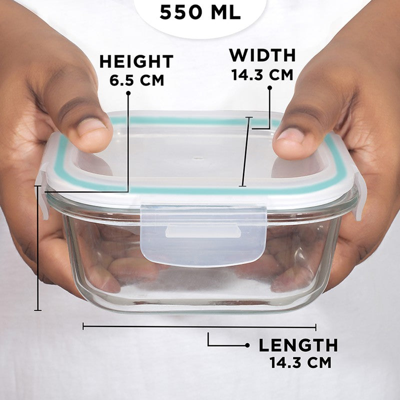 Oliva Square Glass Storage Container (550 ML) - Set Of Three media 7