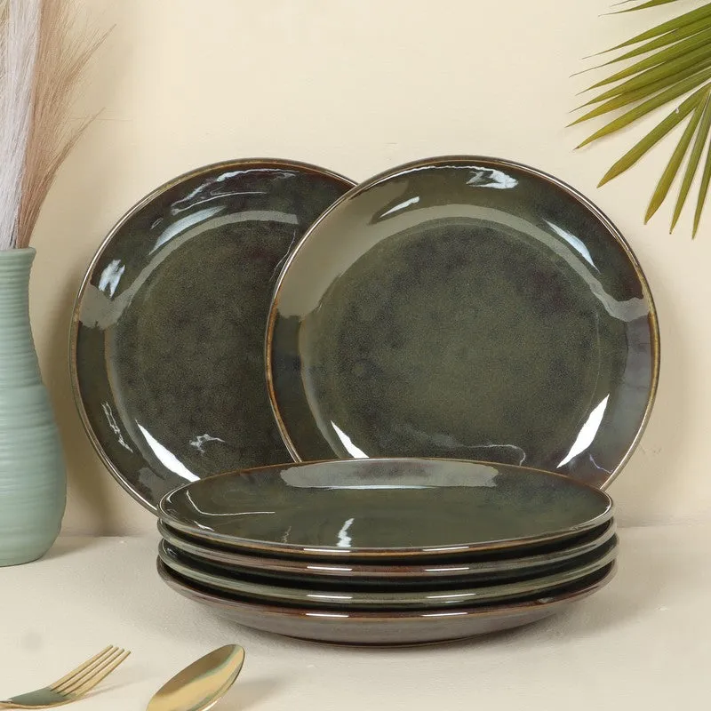 Ceramic Dinner Plates (Olive Green) - Set Of Six media 1