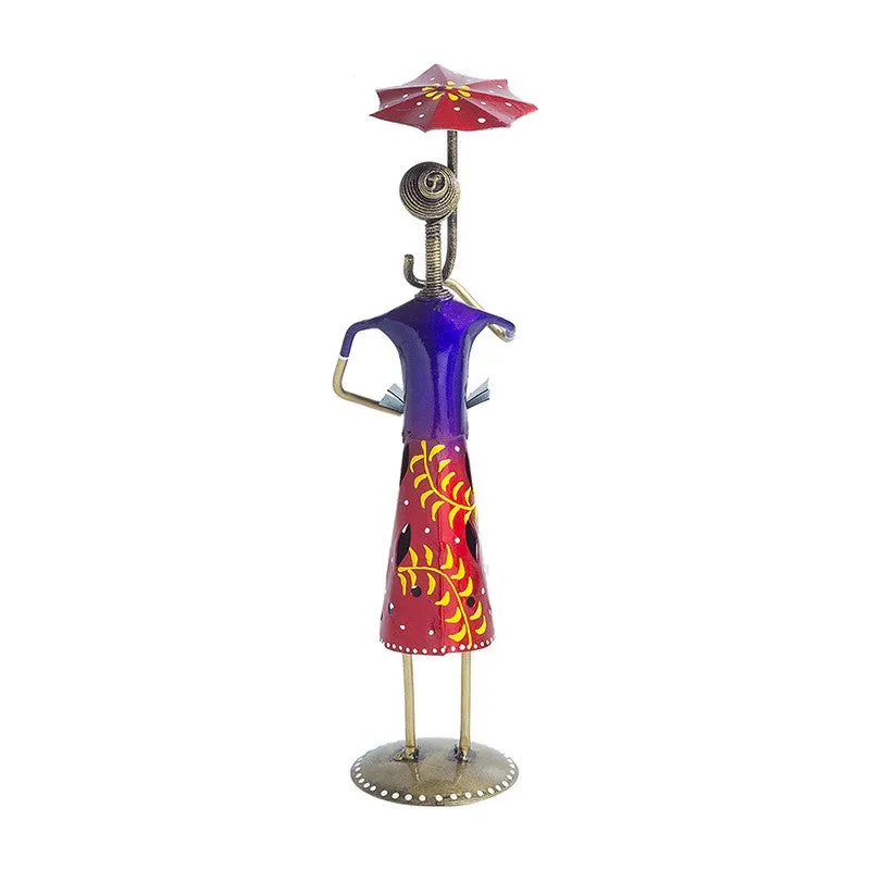 Lady With Umbrella Iron Showpiece - Blue,Red media 6