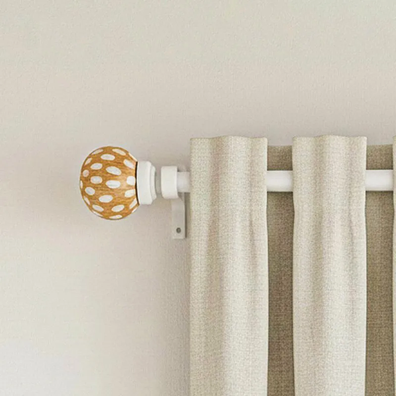 Birch Beam Extendable 1" Single Curtain Rod With Round Finial & Brackets media 1