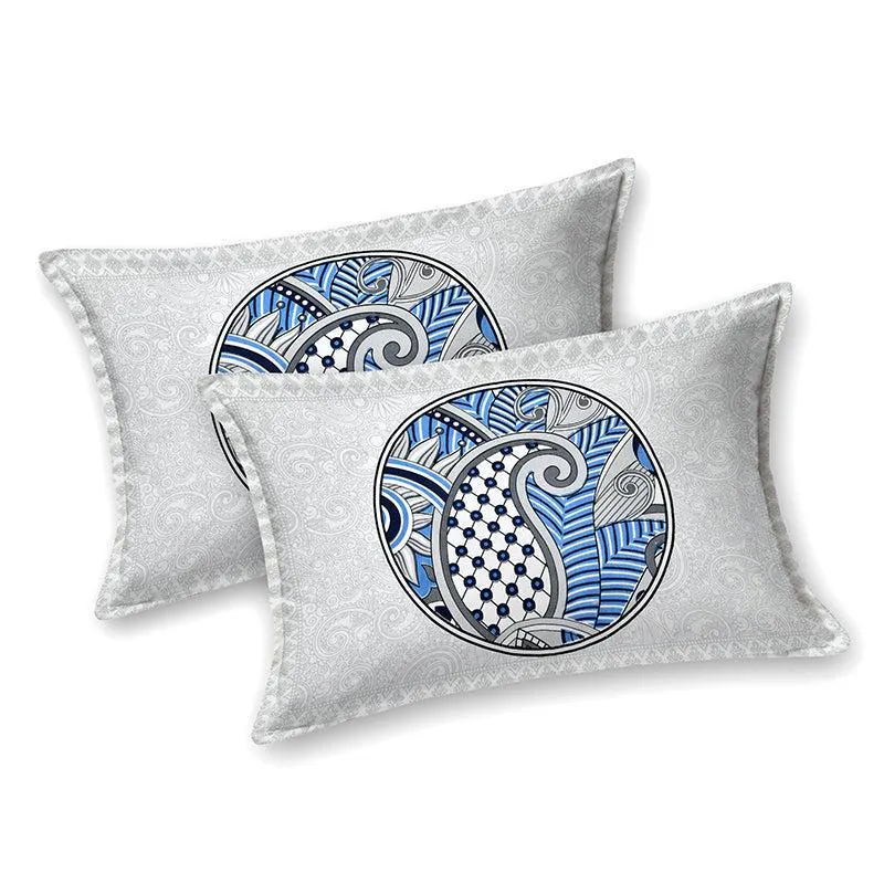 Padmini Pride Ethnic Cotton Bedsheet (Blue) - 140 TC media 3