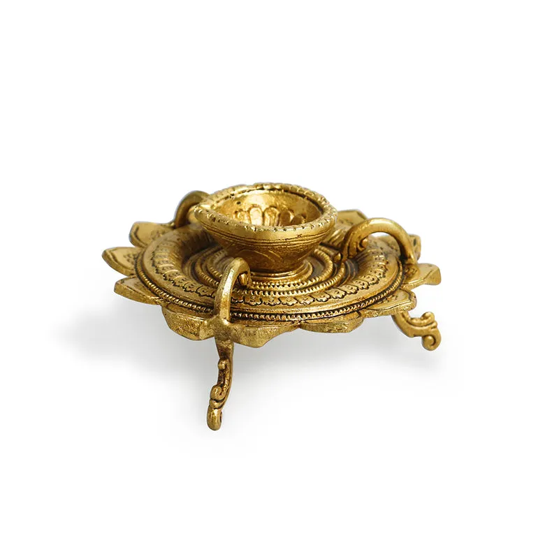 Mahadeepa Brass Diya - Gold Finish media 4