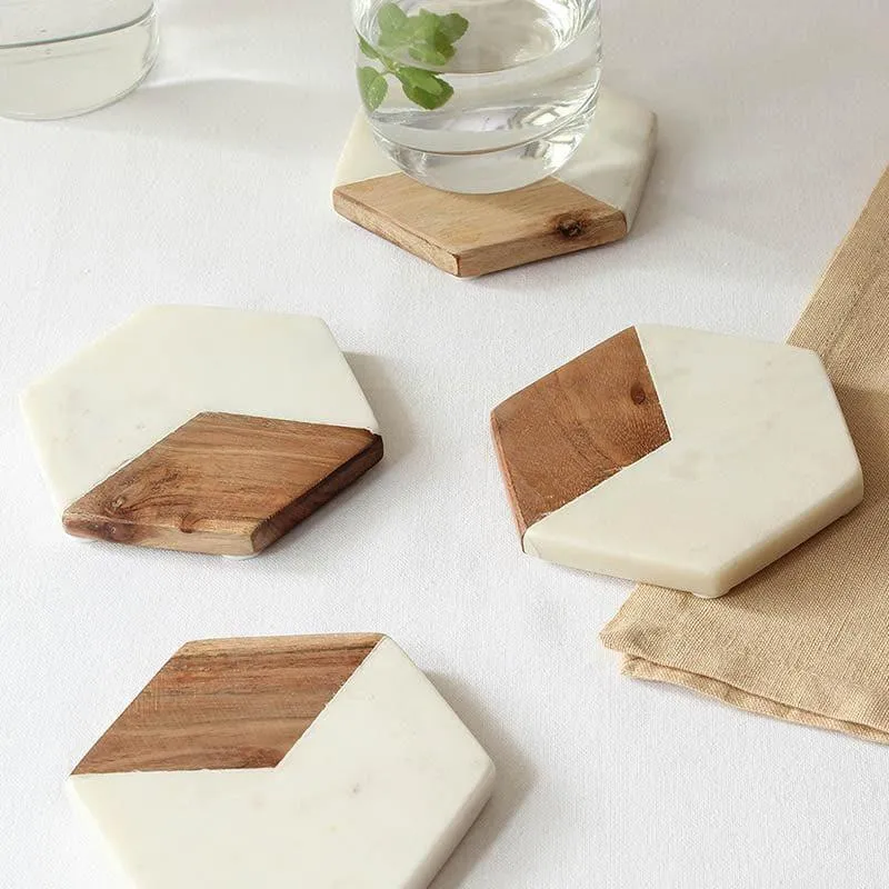 Vallam Coaster - Natural And Wooden - Set Of Four media 1