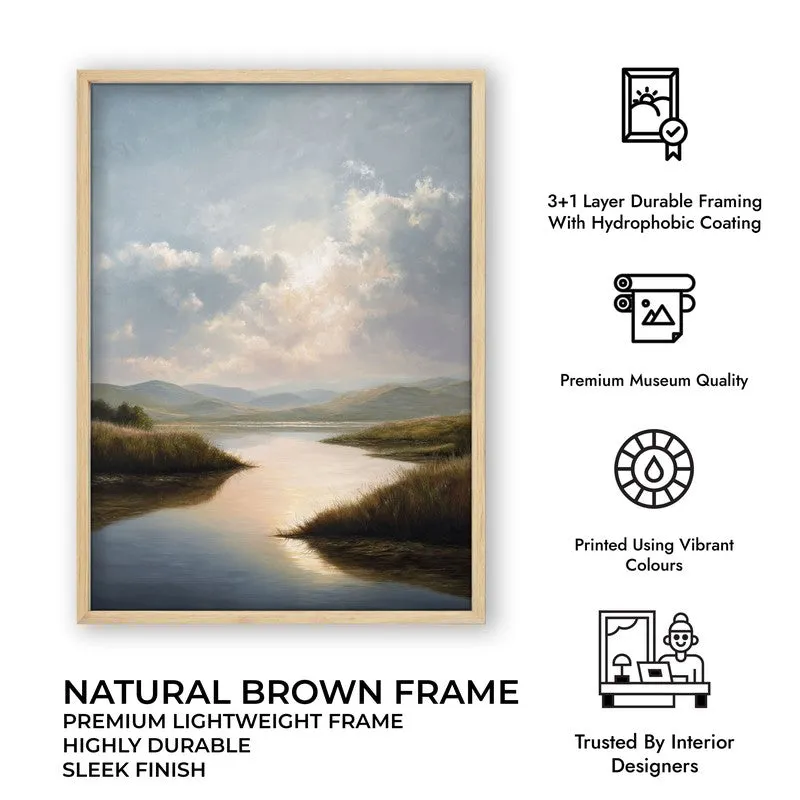 Pastel Horizons Archival Paper Wall Painting With Brown Frame media 7