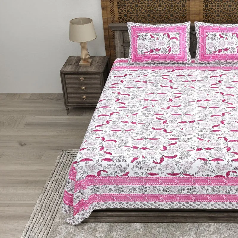 Designa Cotton Bedsheet (Pink,White) - 240 TC media 3