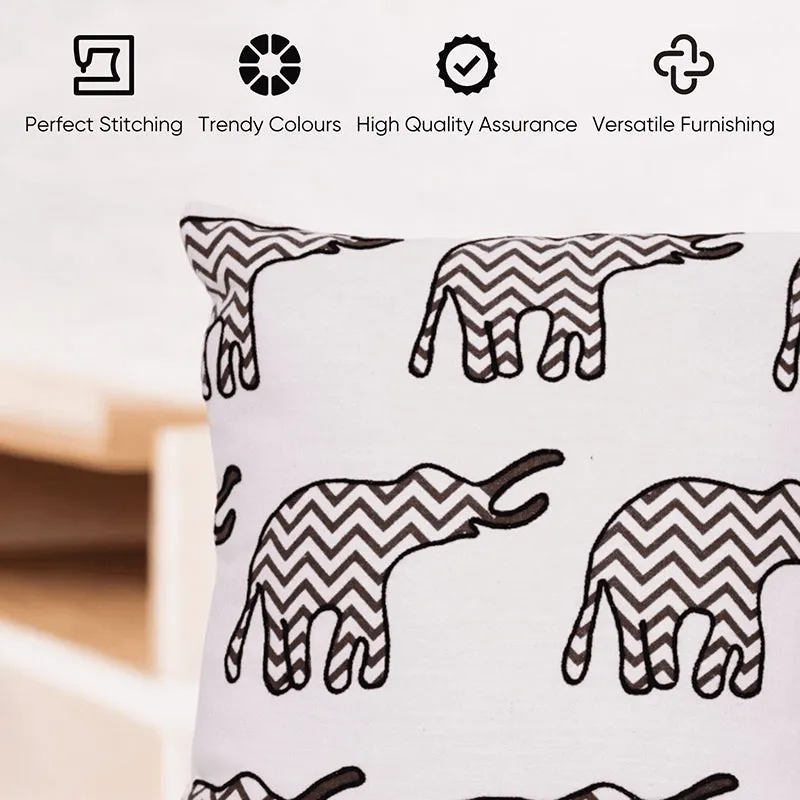 Plushie Trunks Tufted Cushion Cover (Black & White) - Set Of Two media 3