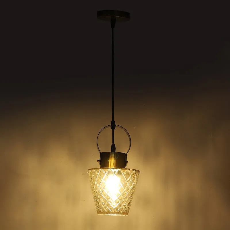 Antiqued Hoop Glass Ceiling Lamp - Gold media 7