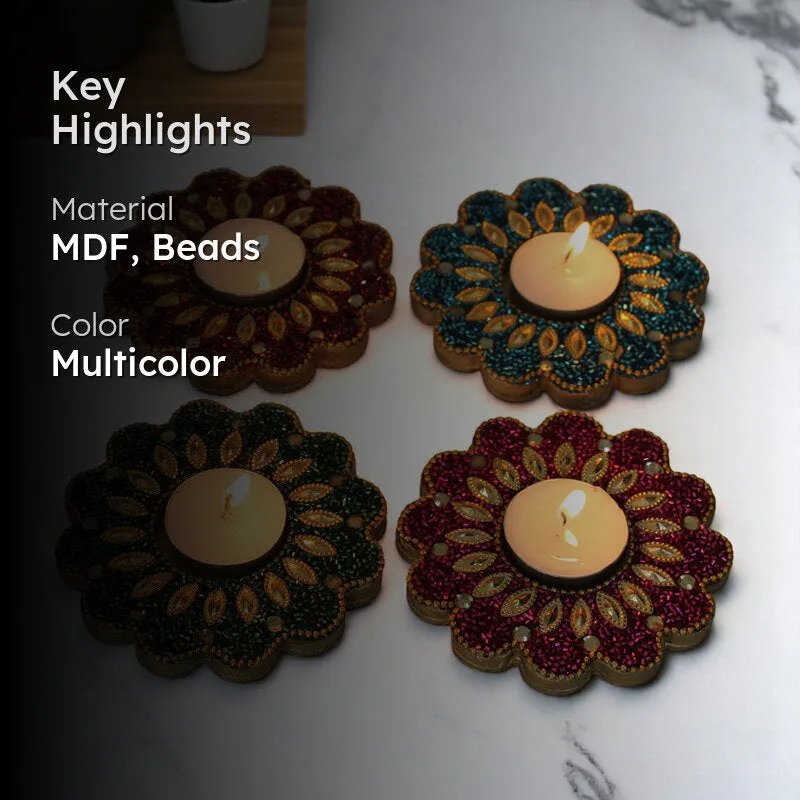 Roshna I Jewelled Tea Light Holder - Set Of Four media 2