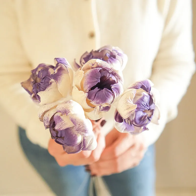 Artificial Peony Blooms Flower Stem (Purple) - Set Of Five media 3